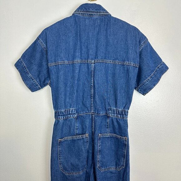 FREE PEOPLE Marci Denim Jumpsuit in Wash Sapphire Blue Size X-Small - Picture 9 of 11